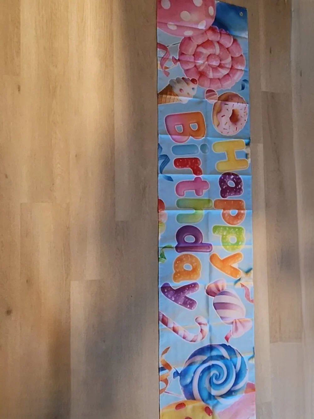 New: Happy Birthday Banner - Candy, Donut and Ice Cream themed. Metal grommets
